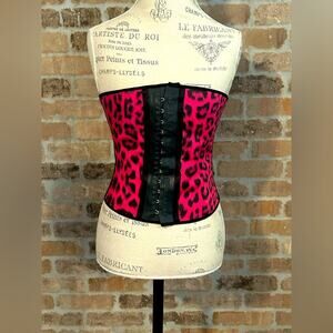 Ann chery hot pink animal print faja tummy control waist shapewear corset sz 38